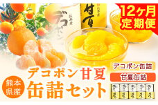 【12ヶ月定期便】デコポン・甘夏缶詰セット計10缶入り 熊本県 葦北郡 津奈木町 あしきた農業協同組合 JAあしきた《お申込み月の翌月より出荷開始》柑橘 デコポン 甘夏 あまなつ フルーツ 果物 缶詰 セット 送料無料 合計120個お届け