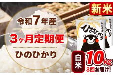 新米 令和7年産【3ヵ月定期便】 白米 ひのひかり 定期便 10kg 5kg×2袋《お申込み翌月から出荷開始》 熊本県産 精米 ひの 米 こめ ヒノヒカリ コメ お米 