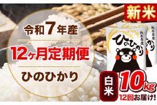 新米 令和7年産【12ヵ月定期便】 白米 ひのひかり 定期便 10kg 5kg×2袋《お申込み翌月から出荷開始》 熊本県産 精米 ひの 米 こめ ヒノヒカリ コメ お米 