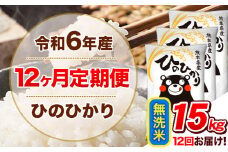 令和6年産【12ヵ月定期便】 無洗米 ひのひかり 定期便 15kg 5kg×3袋《お申込み翌月から出荷開始》 熊本県産 精米 ひの 米 こめ ヒノヒカリ コメ お米