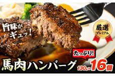 馬肉ハンバーグ 16個セット 130g×16個 《60日以内に出荷予定(土日祝除く)》 熊本県 津奈木町 ハンバーグ 馬肉ハンバーグ 馬肉 個包装 真空パック 人気 送料無料 専門店 冷凍惣菜 冷凍 時短