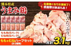 【生活応援企画】うまみ鶏ハーフ3.1㎏（ムネ×５・もも×５） 若鶏 冷凍 小分け《7-14日以内に出荷（土日祝除く)》