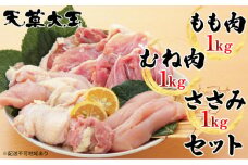 鶏肉 もも 水炊き 鍋 やきとり 天草大王 3種 セット もも肉 むね肉 ささみ 各1kg 配送不可:離島