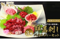 馬刺し 熊本 赤身 ユッケ 霜降り 鮮馬刺し バラエティー 3種 セット 食べ比べ 馬刺 馬肉 肉 お肉 冷凍