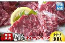 馬刺し 熊本 霜降り 馬刺 特選霜降り 中トロ 300g ブロック 熊本直送 国内肥育 馬肉 肉 お肉 冷凍 国産 又は カナダ産 配送不可:離島