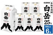 焼酎 高橋酒造 球磨焼酎 米焼酎 白岳 (ハクタケ) パック 25度 900ml×6本 お酒 酒 アルコール