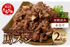 馬スジ 2kg ボイル済 馬肉 【 馬 スジ すじ 馬肉 ボイル 馬刺し すじ肉 馬すじ 加熱済 真空パック 真空 小分け 熊本県 熊本 多良木町 多良木 】 031-0097