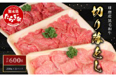 【順次発送】球磨産 黒毛和牛 切り落とし 計600g ＜200g×3パック＞【 牛肉 切り落とし 和牛 国産 いろいろ使える 小分け 便利 JA 】011-0002