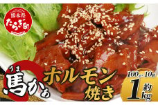 【馬ホルモン】馬かぁ ホルモン焼 10個セット 約1kg 馬肉 約100g×10 真空 小分け パック 焼肉 ほるもん ホルモン 馬 肉 031-0497
