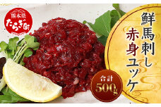 【馬刺し】鮮馬刺し 赤身ユッケ 10個 セット 約500g 馬肉 50g×10  馬刺し 熊本 ユッケ お手軽 冷凍 小分け 赤身 国産 031-0496-0