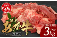 【 定期便 3回 】 熊本 あか牛 スジ肉 1㎏ × 3回 【 合計 3kg 】 牛スジ 【 熊本 熊本県産 あか牛 牛肉 ブランド 肉 お肉 ヘルシー すじ 牛スジ 牛筋 煮込み カレー 冷凍 国産 】 041-0154