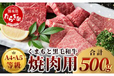 【 A4～ A5 等級 】くまもと黒毛和牛 焼肉用 500ｇ【 ブランド 牛肉 肉 やき肉 焼き肉 バラ ロース モモ 和牛 国産 熊本県 上級 上質 】106-0501