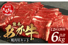 【 定期便 12回 】 熊本あか牛 焼肉用カット ( バラ ・ ロース ) 500g × 12回 【 合計 6kg 】 国産 牛肉 冷凍 熊本 熊本県産 あか牛 赤牛 切り落とし 041-0166