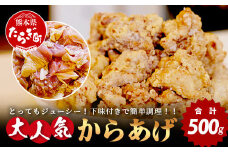 【数量限定】 村上精肉店 大人気の からあげ 500g 国内産 鶏 味付き ジューシー 手軽 冷凍 国産 唐揚げ カラアゲ お弁当 おかず 常備 ストック 021-0673