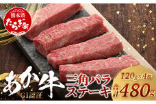 【GI認証】くまもとあか牛 三角バラ ステーキ 120g×4枚【合計 480g】熊本県産 ブランド くまもと あか牛 希少 牛肉 ステーキ 特上 カルビ 熊本 ヘルシー 肉 熊本産 国産牛 和牛 国産 熊本 牛肉 046-0667