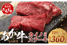 【GI認証】くまもとあか牛 カイノミ ステーキ 120g×3枚【合計 360g】熊本県産 ブランド くまもと あか牛 希少 牛肉 ステーキ 赤身 ヘルシー かいのみ 肉 熊本産 国産牛 和牛 国産 熊本 牛肉 046-0668