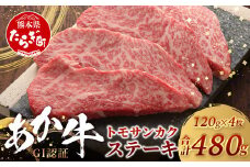 【GI認証】くまもとあか牛 トモサンカク 120g×4枚【合計 480g】 熊本県産 ブランド くまもと あか牛 和牛 極上 希少 牛肉 ステーキ 赤身  肉 熊本 046-0674