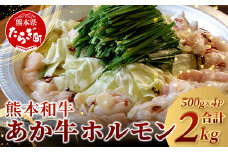 【 通常発送 】 熊本県産 あか牛 ミックス ホルモン 2kg（500g×4パック） ホルモン 大容量 小分け冷凍 もつ鍋 焼肉 焼き BBQ 和牛 国産 牛肉 熊本県 あか牛 046-0653