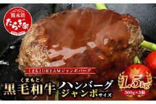 【 年内お届け 】ビッグサイズ！くまもと 黒毛和牛  DREAMジャンボバーグ 500g×3パック 計1.5g 《 牛肉 100％ 国産 大 ボリューム 生 ハンバーグ お祝い パーティ 熊本 ブランド牛 黒毛 和牛 上質 はんばーぐ 惣菜 熊本県 》 113-0509-R712