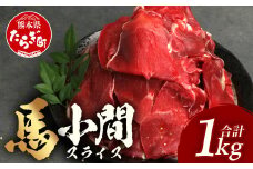 熊本県 馬肉 小間スライス 1㎏（500g×2） 大容量 本場 熊本県 馬肉 冷凍 真空 熊本 肥育 ヘルシー 赤身 肉 高栄養 肉 041-0148
