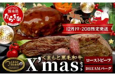 くまもと黒毛和牛 《 クリスマス セット 》ローストビーフ 500g ・ DREAMバーグ 150g×5パック ※12月19・20日限定発送※ 黒毛 和牛 100％ ハンバーグ ごちそう ロースト ビーフ クリスマス X'mas 113-0527