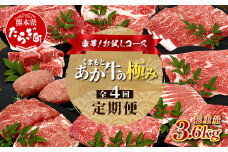 【定期便4回】【エシカル和牛】あか牛の極み 産直 お試し定期便 (合計3.6kg) ステーキ ハンバーグ 焼肉 食べ比べ  焼肉 しゃぶしゃぶ すき焼き 熊本 あか牛 牛肉 赤身 和牛 国産  033-0508