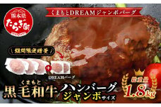 《R7.5・6・7・8・9月発送 限定 増量 》ビッグサイズ！くまもと 黒毛和牛 DREAMジャンボバーグ 500g×3個 + DREAMバーグ 150g×2個 【合計 1.8kg】牛肉 100％ 国産 大 ボリューム 生 ハンバーグ お祝い パーティ 熊本 ブランド牛 113-0535