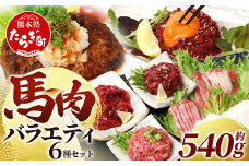 【8月発送】6種馬肉バラエティ 約540g タレ付き 食べ比べ 冷凍 赤身 031-0437-08