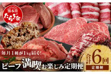 【定期便6回】 1kg×6種！ くまもと ビーフ 満喫 お楽しみ定期便【合計6kg】 熊本 あか牛1kg/牛タン 1kg/黒毛和牛 モモステーキ 1kg/あか牛スジ/ハラミ/黒毛和牛ハンバーグ 和牛 ブランド牛 タン バラエティ 定期便 熊本県産 092-0021