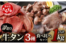 12月発送【訳あり】牛タン 3種食べ比べ セット 合計1kg ＜厚切り 300g / 薄切り 300g / サイコロ ステーキ 400g＞ 冷凍 不揃い ワケアリ タン スライス ステーキ 訳有 薄切り 訳あり品 067-0648-12