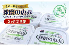 【3ヶ月定期便】球磨の恵みヨーグルトセット（砂糖不使用1kg×4個）計12kg