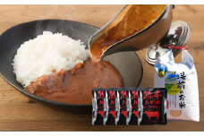 湯前産ぴかまる5kgとあか牛カレー 5袋セット お米 米 白米 5kg カレー カレーライス 5食 5袋 160g×5袋 セット ぴかまる あか牛 ビーフカレー レトルト 熊本県 湯前町