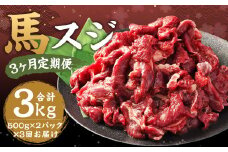 【3ヶ月 定期便】馬スジ 1kg（500g × 2パック） 合計 3kg 熊本県産 馬肉 馬 スジ スジ肉 国産 熊本 肉 すじ すじ肉 馬すじ