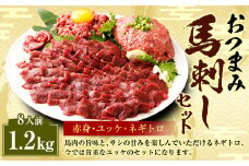 【フジチク ふじ馬刺し】おつまみ 馬刺し セット 8人前 赤身スライス・ユッケ・ネギトロ 各50g×8 合計約1200g 3種 ユッケ ネギトロ ねぎとろ 馬刺し 馬肉 タレ付き 馬刺 馬 肉 お肉 冷凍