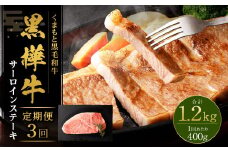 【3回定期便】 黒樺牛 サーロインステーキ 400g （200g×2） 計1200g 黒毛和牛 霜降り肉 ステーキ肉 冷凍