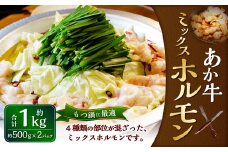 熊本和牛 あか牛ホルモン 1kg（500g×2パック）和牛 ホルモン ミックス ミックスホルモン モツ 国産 九州産 惣菜 冷凍 熊本県 湯前町