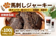 【6回定期便】ペット用馬刺しジャーキー 約100g（約50g×2袋） 合計約600g ペットフード 馬 肉 高タンパク 低カロリー