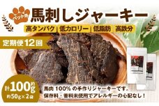 【12回定期便】ペット用馬刺しジャーキー 約100g（約50g×2袋） 合計約1.2kg ペットフード 馬 肉 高タンパク 低カロリー