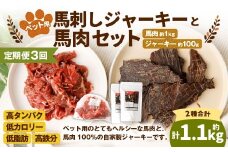 【3回定期便】ペット用馬肉 約1kg×1袋＋馬刺しジャーキー 約100g（約50g×2袋） 合計約3.3kg ペットフード 馬 肉 高タンパク 低カロリー