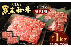 くまもと 黒毛和牛 焼肉用 モモ ウデ 各500 計1㎏ 国産 赤身