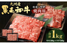 九州産 黒毛和牛 焼肉用 モモ ウデ 各500g 計1㎏ 国産