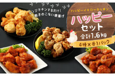 国産 唐揚げ ハッピーセット 調理済(真空) 計1.6kg 4種×400g 塩からあげ ヤンニョム