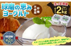 【3ヶ月定期便】 球磨の恵み ヨーグルト(砂糖不使用) 2kg(1kg×2パック)×3回 合計6kg ヨーグルト 無糖