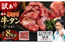 【訳あり】塩味 厚切り牛タン（軟化加工） 8kg（500g×16） 厚切り 牛タン 肉 BBQ 焼肉 熊本県 水上村