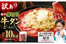 【訳あり】薄切り牛タンスライス 10kg（500g×20） 薄切り 牛タン スライス 肉 BBQ 焼肉 熊本県 水上村