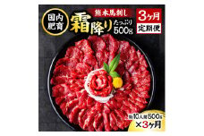 【3ヶ月定期便】熊本 馬刺し 霜降り たっぷり 500g 約50g×10パック 合計1.5kg 専用醤油付き 霜降り 中トロ タレ付き 馬刺 ばさし 刺身 馬 馬肉 小分け 冷凍