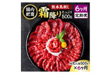 【6ヶ月定期便】熊本 馬刺し 霜降り たっぷり 500g 約50g×10パック 合計3kg 専用醤油付き 霜降り 中トロ タレ付き 馬刺 ばさし 刺身 馬 馬肉 小分け 冷凍