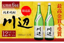 【定期便年6回】限定川辺 1,800ml × 2本セット 25度 お酒 純米焼酎 