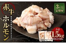 【3ヶ月定期便】赤牛ホルモン 500g (250g×2パック)×3回 合計1.5kg