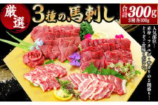 3種の馬刺し300g 【赤身・フタエゴ・サガリ】 馬肉 馬刺 盛り合わせ